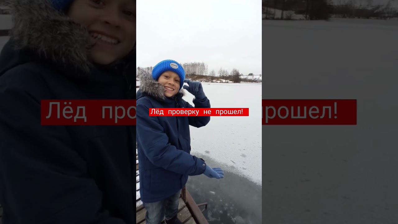 Вчера проверял первый лёд на пруду. Лёд проверку не прошёл. #shorts #viral #первыйлед