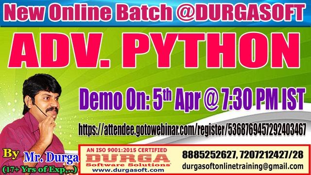 ADV PYTHON Online Training By Mr. DURGA Sir смотреть онлайн