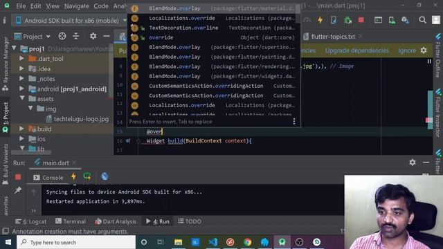 FLUTTER ANDROID APPS TUTORIALS IN TELUGU - STATELESS WIDGET смотреть онлайн