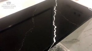 Прямая столешница и интегрированная раковина из кварцевого агломерата Vicostone Nero Marquina BQ874