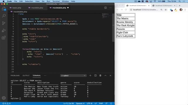 Display database records as a HTML table using a foreach loop - PHP and SQLITE смотреть онлайн