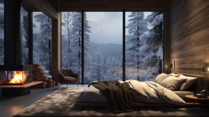 Winter Villa Ambience ❄️    Snow Falling & Crackling Fireplace   Cozy Ambience, Sleep & Relax