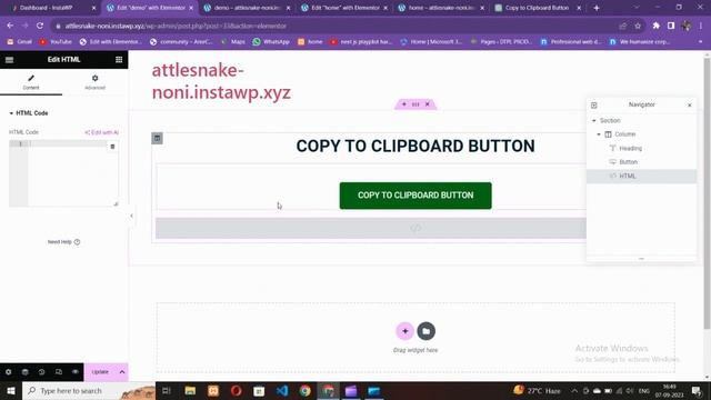 How to add COPY TO CLIPBOARD button using ELEMENTOR 2023 | Wordpress Tutorial
