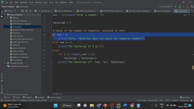 Program 10 | Python Programs for Practice | Python Programming for Beginners | Factorial of Number