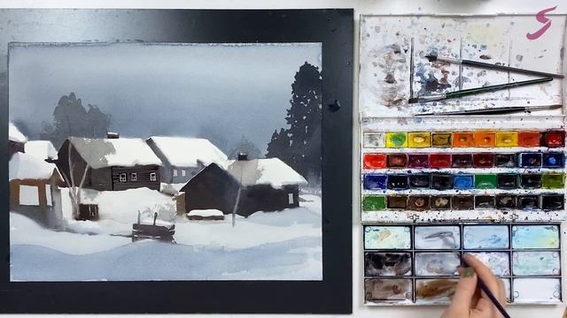 Рисунок. Акварель. Архитектура. Пасмурный день-2