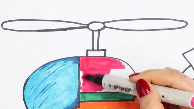 Как нарисовать Красочный вертолет с MiMi | Раскраски детей HD | Рисование и окраска смотреть онлайн