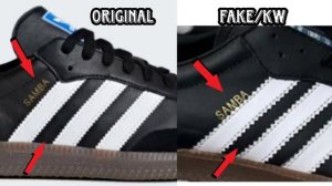 Ciri Perbedaan Desain Sepatu Adidas SAMBA OG Black Ori dan Fake