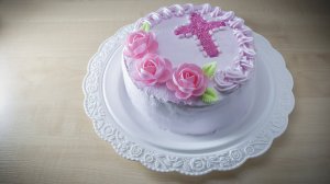 Торт на крестины (крещение) своими руками с йогуртовым кремом без добавления сахара