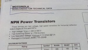 Транзистор BU406. Характеристики 400 В, 7 А, f=10 МГц, h21=30, 60 Вт, npn. Motorola, SCI, USA. США