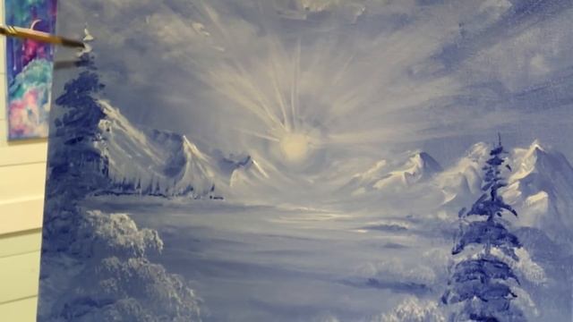 How To Paint A Winter Wonderland - ACRYLIC TUTORIAL FOR BEGINNERS! смотреть онлайн