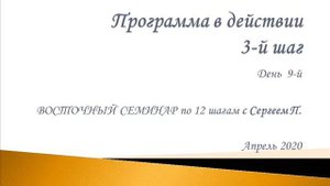09. Программа в действии. 3-й шаг. Восточный семинар по 12 шагам АА с Сергеем П. (Железноводск)