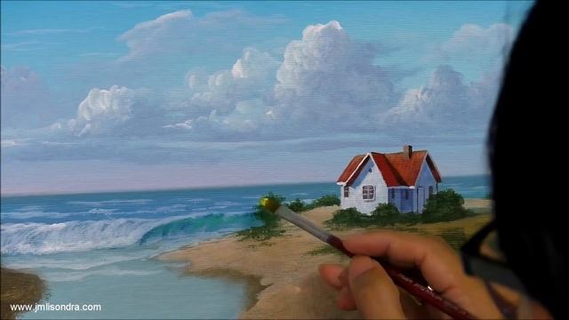 Acrylic Landscape Painting in Time-lapse / Tropical Beach House / JMLisondra смотреть онлайн
