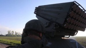 Поражение украинских позиций установками "Град"