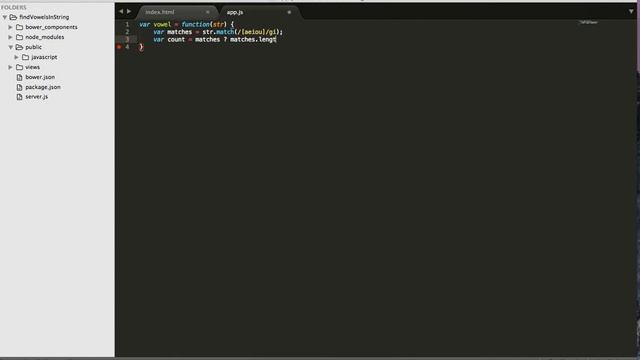 Intro to Javascript - Find the vowels of a string