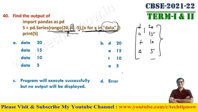 Python Pandas Series MCQ |CBSE IP Class 12 Term-1 2021 22 MCQ | Python Assertion Reason MCQ | prt-1