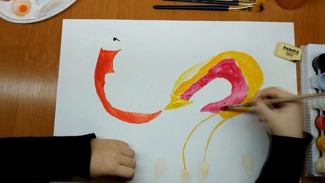 Рисую Жар-Птицу гуашью!Задание художественной школы!#егоркинырисовалки#художник#жарптица
