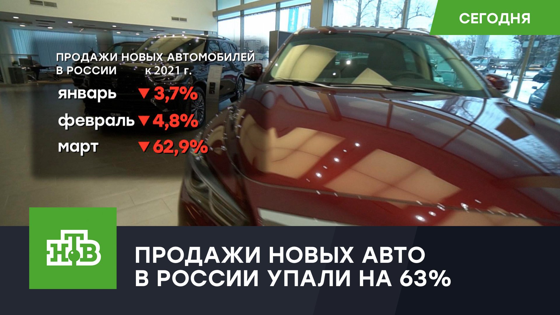 Российский авторынок рухнул на 63%