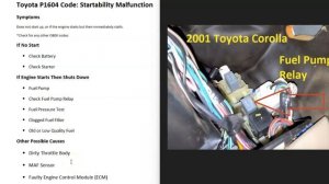 Causes and Fixes Toyota P1604 Code: Startability Malfunction