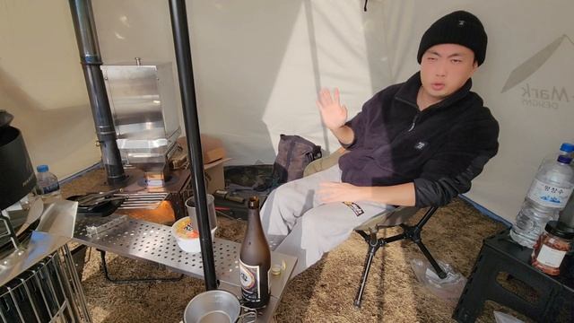 No.4 노지캠핑 이렇게 느긋할 수가 없다!  사발면에 사케로 해장하고 메세타 펠렛난로 돌리고 후끈후끈 #파파스캠핑 #솔로캠핑