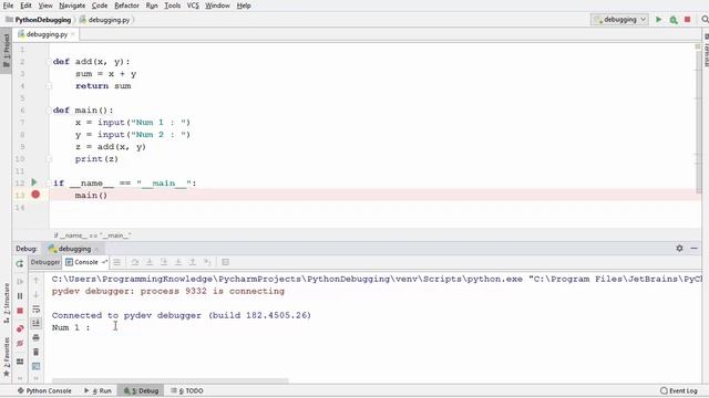 How to use PyCharm to debug Python code