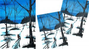 Как нарисовать зимний пейзаж. Рисуем парк гуашью. Правополушарное рисование.