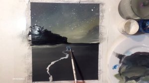 Красками. Как нарисовать ночь и море