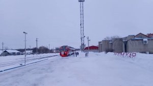 Ра 3 Орлан .Пригородный поезд Пачелма-Пенза на станции Белинская. Город Каменка Пензенская область.