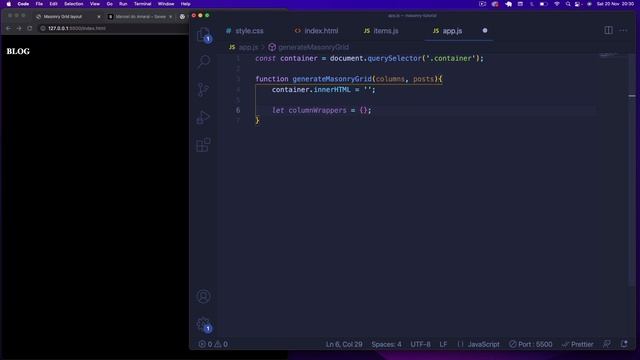 Vanilla JavaScript: Masonry Grid Layout