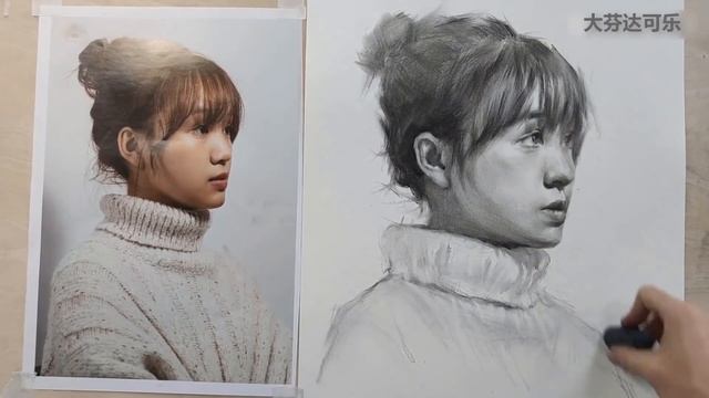 How to draw the Portrait of girl with pencil смотреть онлайн