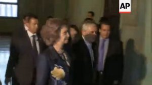 Queen Sofia of Spain meets President Otto Perez Molina as part of five-day visit