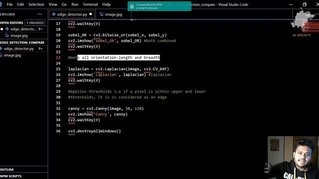 Edge detection using OpenCV(English Audio) | AI SOCIETY | Sameer Nigam