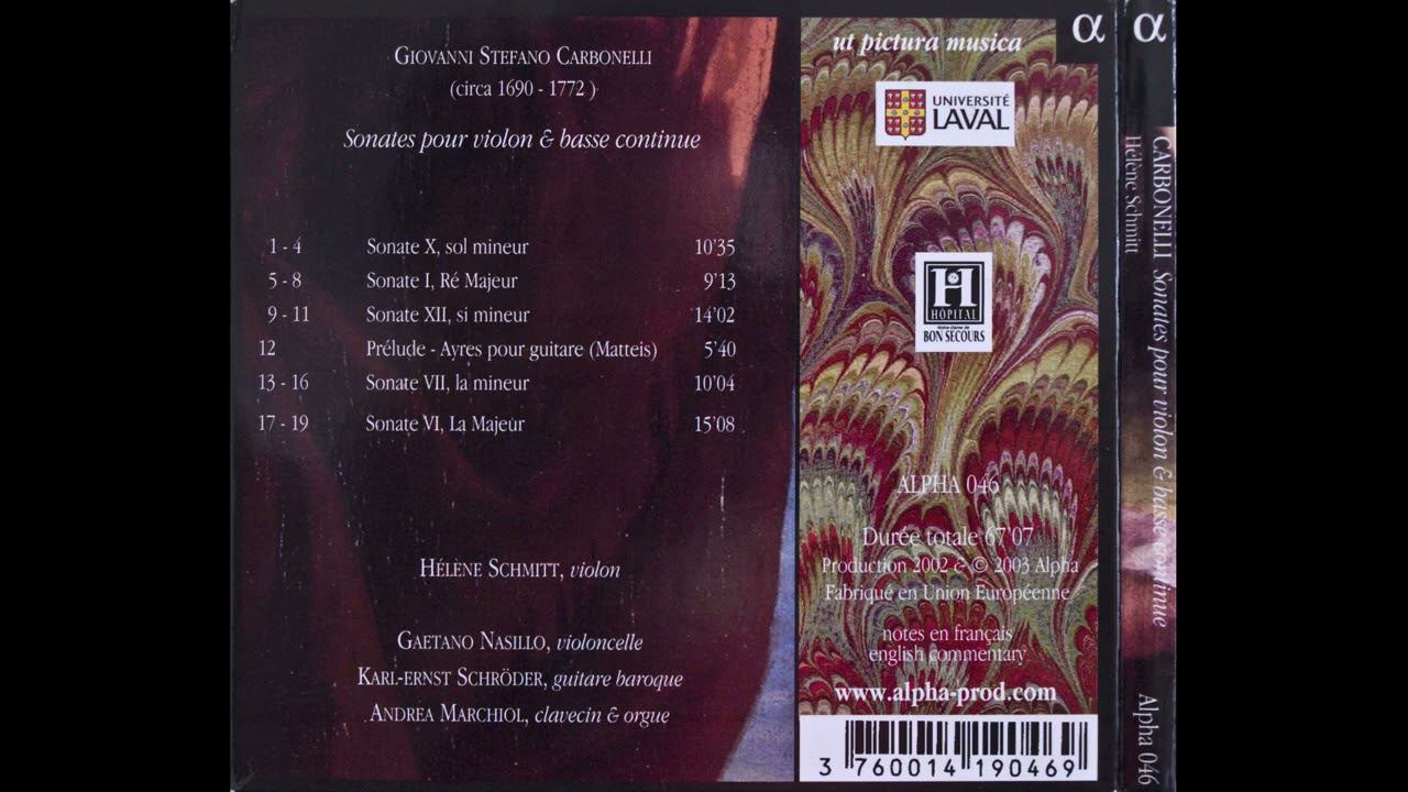 Giovanni Stefano Carbonelli  - Sonates pour violon & basse continue смотреть онлайн