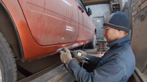 Ремонт порога споттером.КАЛИНА.Покраска.