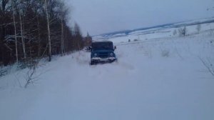 уаз 31519 военные мосты по глубокому снегу.