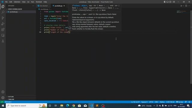 YouTube video downloader using python (Source Code in description)