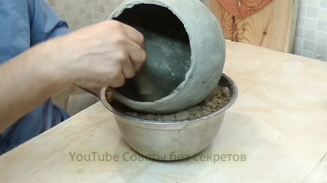 Цветочный горшок из цемента своими руками. Поделки для сада. смотреть онлайн