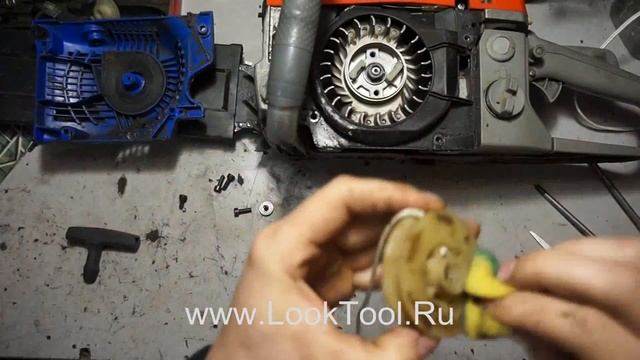 Замена шнурка на стартере БЕНЗОПИЛЫ!.mp4