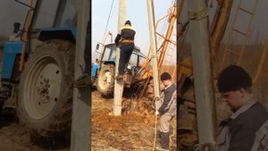 Установка опор и укосин Бурильно-крановой машиной в Калуге