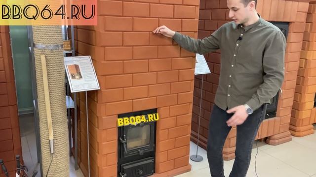 Банная печь из кирпича "Малиновые камни". Печь на дровах с обращенным пламенем
