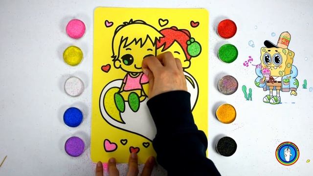 Colored sand painting CHILDREN | цветной песок рисовать детей #draw #paint #colourful #children #fu смотреть онлайн