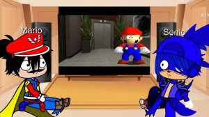 (SMG4) Sonic and Mario react to smg4 Mario and Sonic PRANK BATTLE Gacha club