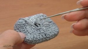 Crochet Square 3D Button Урок 3 Часть 2 из 2 Как крючком связать пуговицу