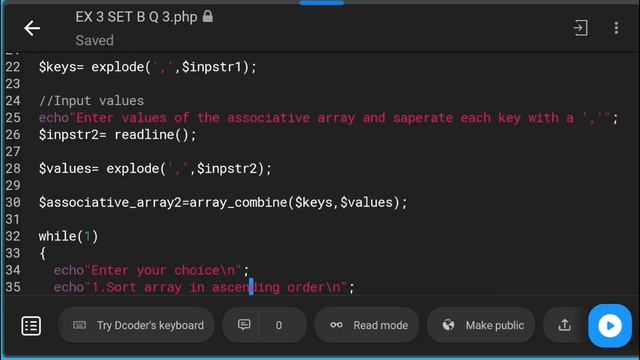 PHP Tutorial:Associative Arrays Sort, Intersect, and Union |BCA Sem 3 Lab book assignment 3 set B Q