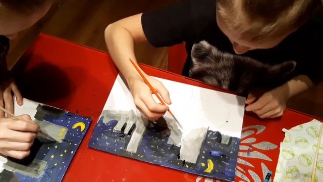 рисуем гуашью с Ваней.Зимний вечерний городской пейзаж. смотреть онлайн