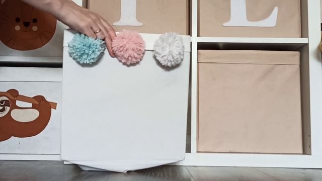 Текстильные коробки с помпонами для хранения игрушек в детской смотреть онлайн