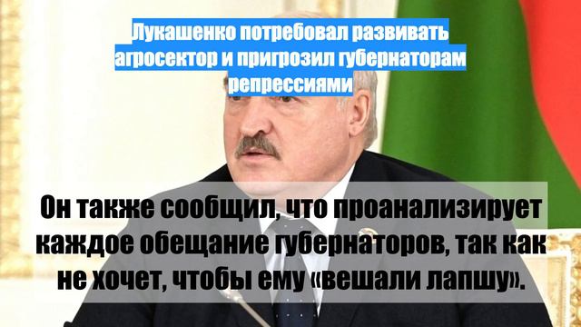Лукашенко потребовал развивать агросектор и пригрозил губернаторам репрессиями