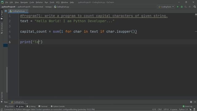 Count Capital Chars Of String | Program 71 | Solutions For Python 100 Exercises | CodingFacts