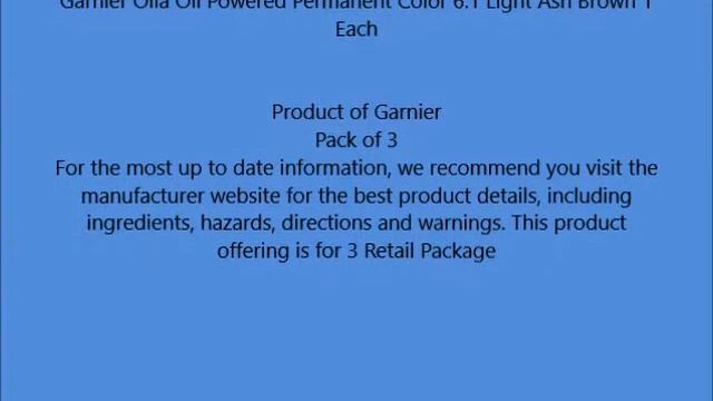 Garnier Olia Oil Powered Permanent Color 6 1 Light Ash Brown 1 Each смотреть онлайн