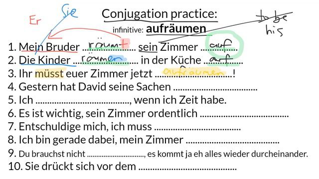 German Verb Practice: aufräumen смотреть онлайн