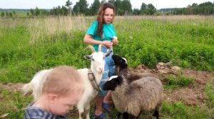 В гостях у бабушки Любы Настя и Вова